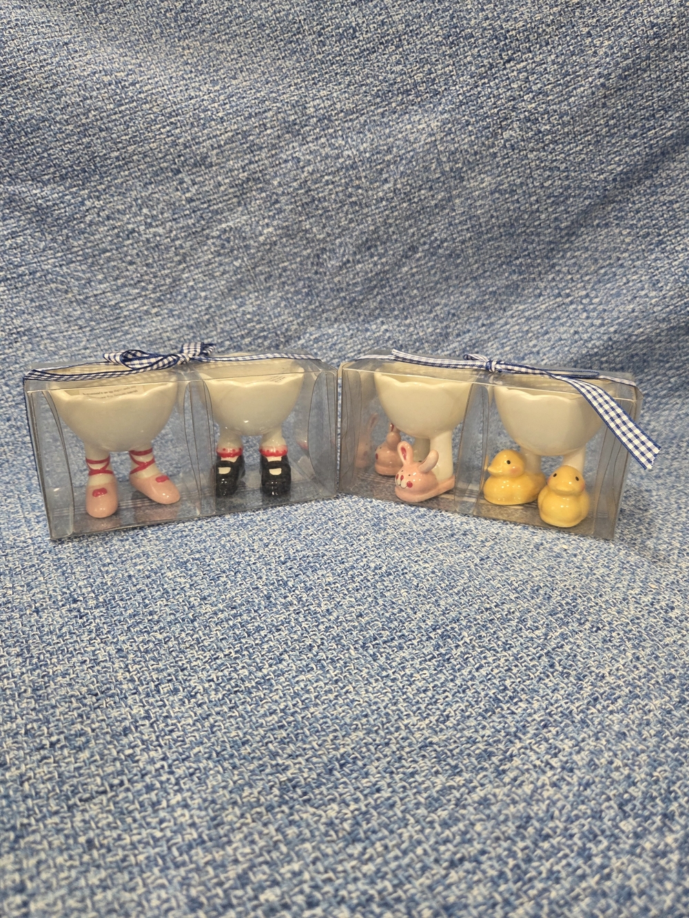 Ceramic egg cups Eggs With Legs And Shoes 2 Sets